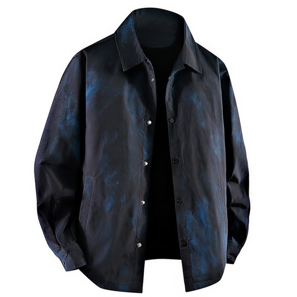 Men's Stylish Black and Blue Shirt Jacket